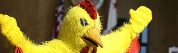 Nick Rowley in chicken suit Nick Rowley in chicken suit